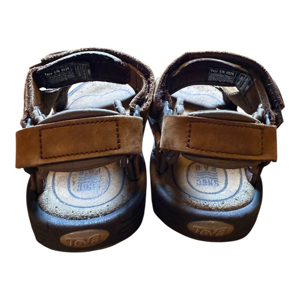 Teva Sandals Men’s 7 Active Shank Shoc Leather Adjustable Brown Nubuck 6026 - Picture 3 of 10
